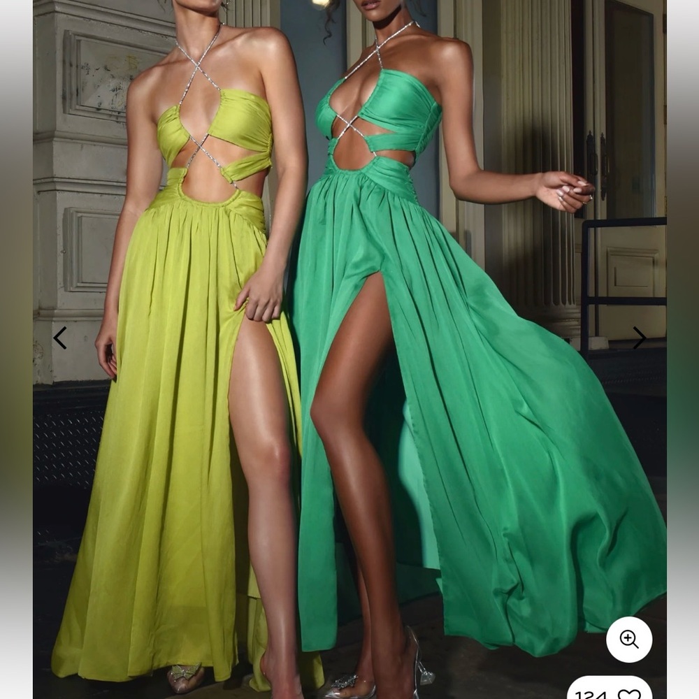 Elegant Emerald Green Cut-Out Maxi Dresses | Wedding Guest, Prom, Cocktail